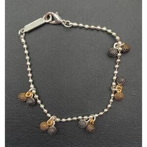 Vintage Napier Bead Chain Bracelet Silver Gold Tone Charms Signed
